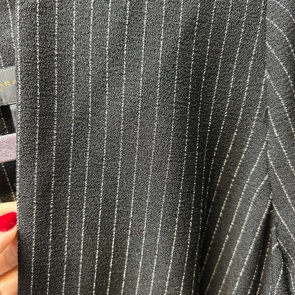 Donna Karan Black Pinstripe Asymmetrical Dress - Picture 3 of 5